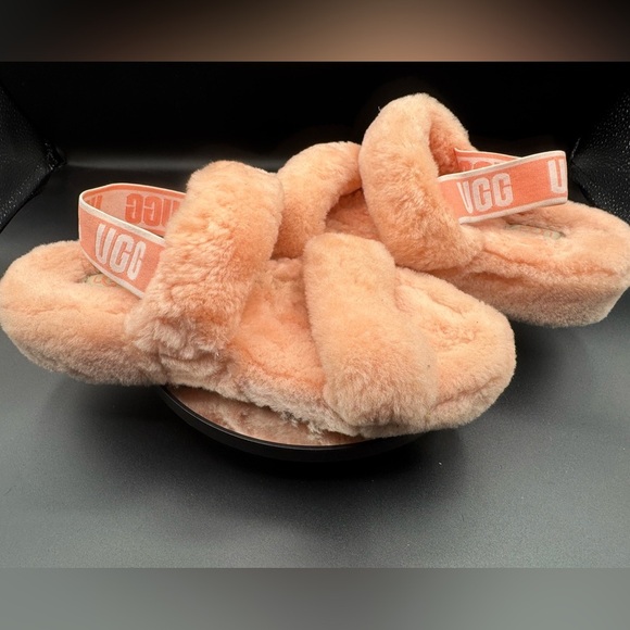 UGG Soft Coral Fluffy Slippers - Picture 1 of 12